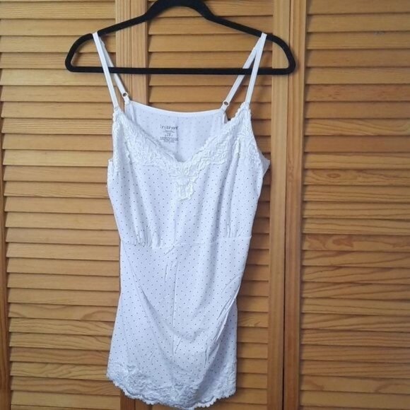 Lane Bryant VNeck Lace Trim Polka-dot Baby Doll Camisole Size 14/16 - Picture 1 of 3